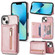 iPhone 14 Zipper Card Holder Phone Case  - Rose Gold