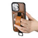 iPhone 14 Suteni H13 Card Wallet Wrist Strap Holder PU Phone Case - Brown