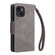 iPhone 14 Rivet Buckle 9 Cards Three Fold Leather Phone Case  - Grey