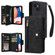 iPhone 14 Rivet Buckle 9 Cards Three Fold Leather Phone Case  - Black