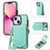 iPhone 14 Rhombic Texture RFID Phone Case with Lanyard & Mirror - Mint Green