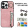 iPhone 14 Retro Ring and Zipper RFID Card Slot Phone Case - Pink