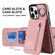 iPhone 14 Retro Ring and Zipper RFID Card Slot Phone Case - Pink