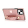 iPhone 14 Crossbody Wrist Strap Card Holder Phone Case - Rose Gold