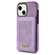 iPhone 14 N.BEKUS Vertical Flip Card Slot RFID Phone Case  - Purple