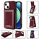 iPhone 14 N.BEKUS Vertical Flip Card Slot RFID Phone Case  - Wine Red