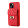 iPhone 14 Card Slot Leather Phone Case - Red