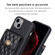 iPhone 14 Vertical Metal Buckle Wallet Rhombic Leather Phone Case - Black