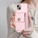 iPhone 14 Vertical Metal Buckle Wallet Rhombic Leather Phone Case - Pink