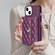 iPhone 14 Horizontal Metal Buckle Wallet Rhombic Leather Phone Case - Dark Purple