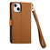 iPhone 14 Love Zipper Lanyard Leather Phone Case - Brown