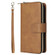 iPhone 14 9 Card Slots Zipper Wallet Bag Leather Phone Case  - Brown