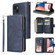 iPhone 14 9 Card Slots Zipper Wallet Bag Leather Phone Case  - Blue