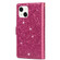 iPhone 14 Multi-card Slots Laser Carving Glitter Zipper Leather Case Max - Rose Red