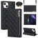 iPhone 14 Grid Texture Lanyard Zipper Leather Phone Case - Black