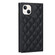 iPhone 14 Grid Texture Lanyard Zipper Leather Phone Case - Black