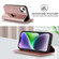 iPhone 14 Rhombic MagSafe RFID Anti-Theft Wallet Leather Phone Case - Rose Gold