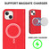 iPhone 14 Rhombic MagSafe RFID Anti-Theft Wallet Leather Phone Case - Red