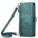iPhone 14 Geometric Zipper Wallet Side Buckle Leather Phone Case with Crossbody Lanyard - Green