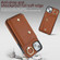 iPhone 14 Zipper Card Bag Phone Case with Dual Lanyard - Brown