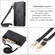 iPhone 14 Geometric Zipper Wallet Side Buckle Leather Phone Case with Crossbody Lanyard - Black