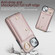 iPhone 14 Zipper Card Bag Phone Case with Dual Lanyard - Rose Gold