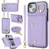 iPhone 14 Zipper Card Bag Phone Case with Dual Lanyard - Purple