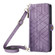 iPhone 14 Geometric Zipper Wallet Side Buckle Leather Phone Case with Crossbody Lanyard - Purple