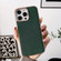 iPhone 14 Nano Electroplating Cross Texture Genuine Leather Phone Case - Green