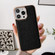 iPhone 14 Nano Electroplating Cross Texture Genuine Leather Phone Case - Black