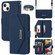 iPhone 14 Cross Texture Lanyard Leather Phone Case - Blue