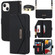 iPhone 14 Cross Texture Lanyard Leather Phone Case - Black