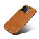 iPhone 14 Denior Cowhide Leather Plating Phone Case - Khaki