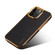 iPhone 14 Denior Cowhide Leather Plating Phone Case - Black