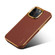 iPhone 14 Denior Cowhide Leather Plating Phone Case - Brown