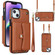 iPhone 14 / 13 RFID Card Slot Phone Case with Long Lanyard - Brown