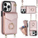 iPhone 14 Ring Holder RFID Card Slot Phone Case with Long Lanyard - Rose Gold