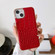 iPhone 14 Crocodile Texture Genuine Leather Nano Electroplating Phone Case  - Red