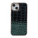 iPhone 14 Crocodile Texture Genuine Leather Nano Electroplating Phone Case  - Dark Green