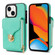 iPhone 14 / 13 Zipper Hardware Card Wallet Phone Case - Mint Green