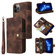 iPhone 14 Multifunctional Card Slot Zipper Wallet Flip Leather Phone Case - Brown