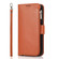 iPhone 14 Microfiber Zipper Leather Phone Case - Brown