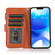 iPhone 14 Microfiber Zipper Leather Phone Case - Brown