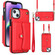 iPhone 14 / 13 RFID Card Slot Phone Case with Long Lanyard - Red