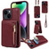 iPhone 14 Crossbody Lanyard Zipper Wallet Leather Phone Case - Wine Red
