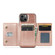 iPhone 14 DG.MING M3 Series Glitter Powder Card Bag Leather Case - Rose Gold