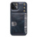 iPhone 14 Denior Oil Wax Cowhide Card Slot Phone Case - Blue
