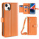 iPhone 14 Sheep Texture Cross-body Zipper Wallet Leather Phone Case - Orange