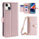 iPhone 14 Sheep Texture Cross-body Zipper Wallet Leather Phone Case - Pink