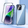 iPhone 14 Magnetic Double-buckle HD Tempered Glass Phone Case  - Blue